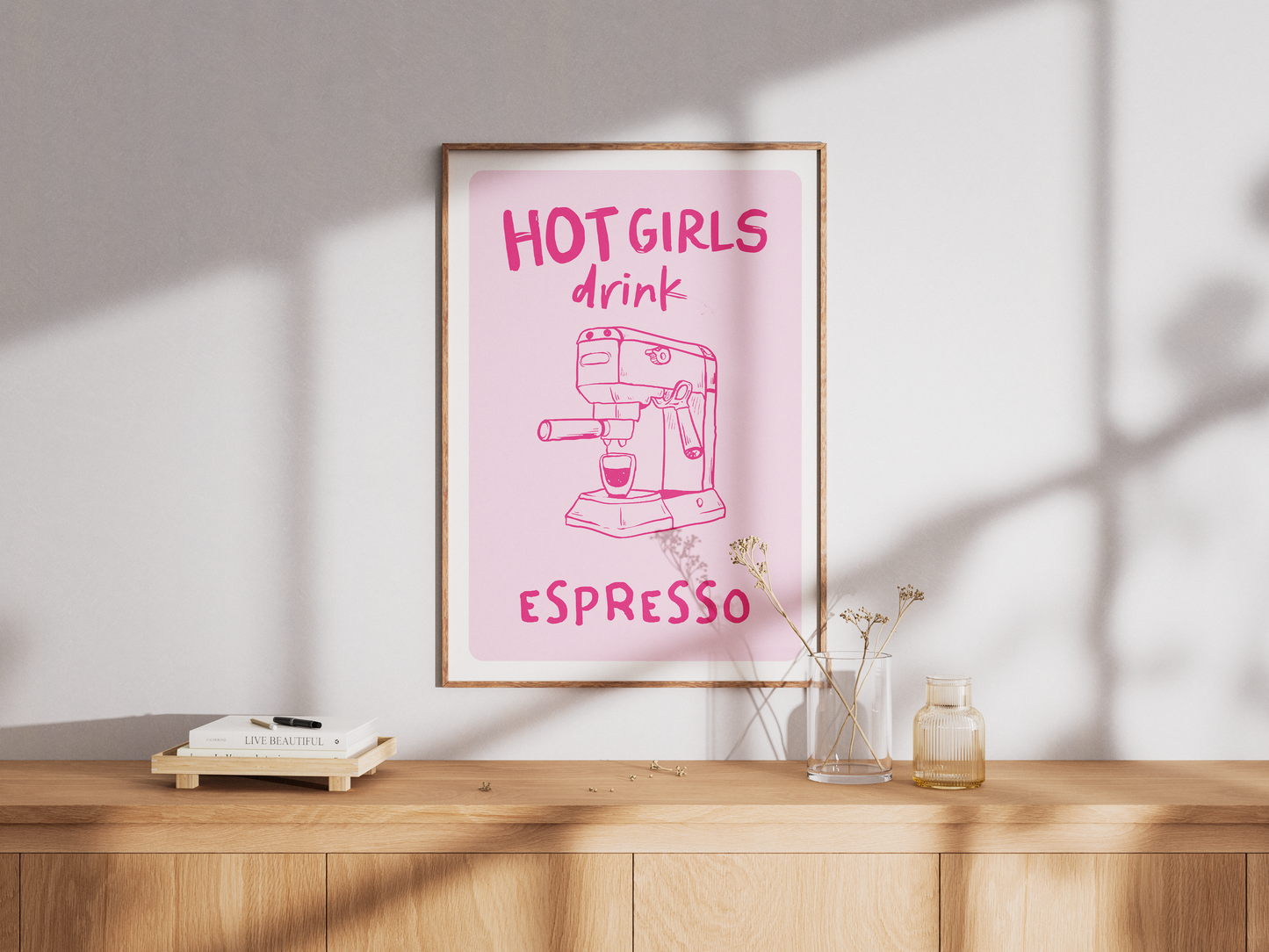 Hot girls drink espresso Poster