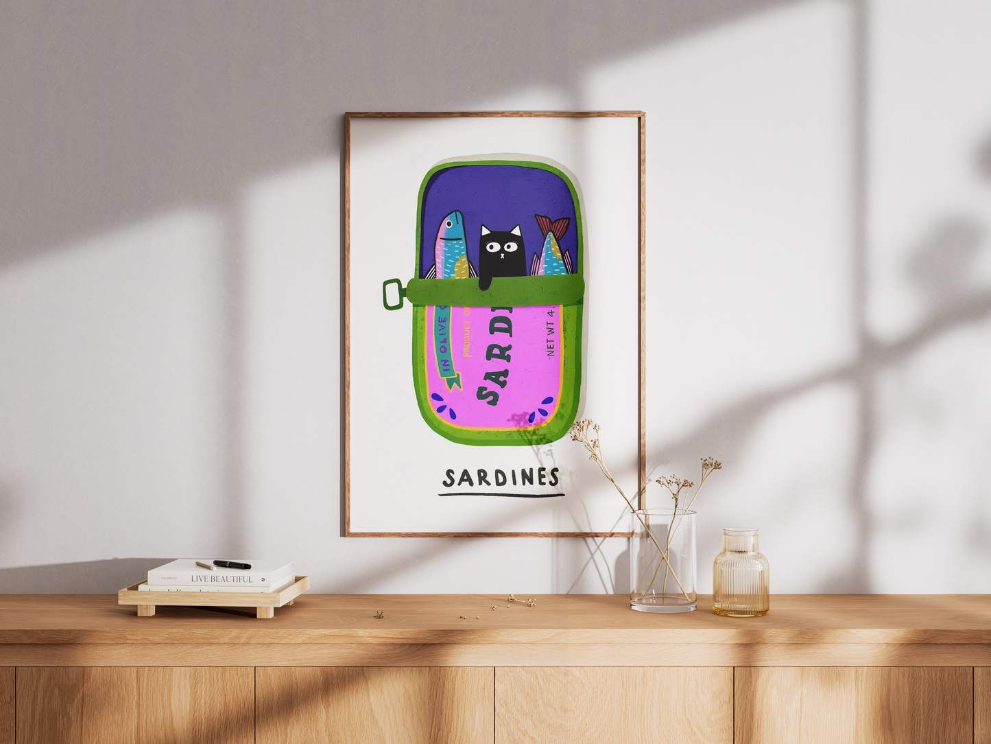 Sardines and Black Cat Poster